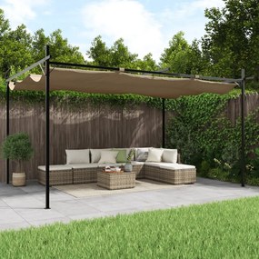 Pergola so zaťahovacou strechou sivohnedá 395x292x230 cm 360118