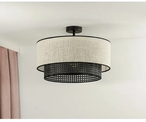 Duolla - Prisadený luster RATTAN YUTE 1xE27/15W/230V pr. 45 cm krémová/čierna