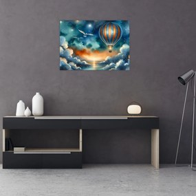 Sklenený obraz - Lietať nočnou oblohou (70x50 cm)