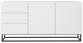 Komoda Asha 167 cm so zásuvkami a kovovým podstavcom - biely mat