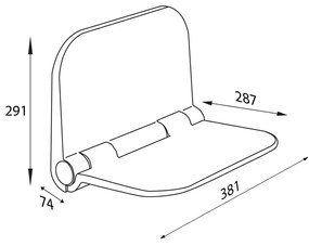 AQUALINE DI82 Dino sklopné sedátko do sprchového kúta 37,5 x 29,5 cm, biela