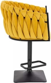 LuxuryForm DESIGN Barová stolička NORDEN VELUR na čiernej hranatej podstave - žltá