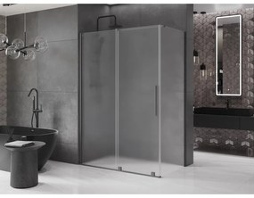 Mexen Velar, sprchový kút s posuvnými dverami 160 x 75 cm, 8mm sklo námraza, brúsený grafit, 871-160-075-31-95