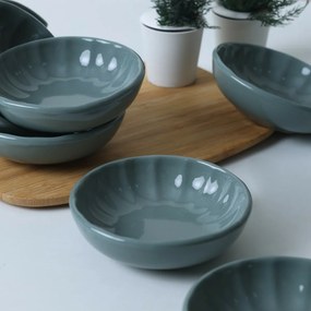 Súprava 6 kameninových misiek Laguna 12 cm, petrolejová