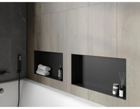 Mexen X-Wall-NR, polička na zapustenie pod obklad bez goliera 60 x 30 cm, čierna matná, 1971603010