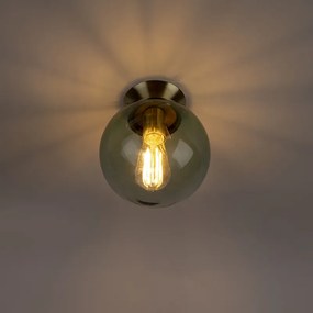 Stropné svietidlo v štýle Art Deco mosadz s zeleným sklom - Pallon