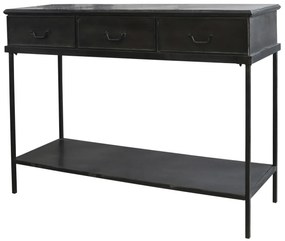 Čierny kovový konzolový stôl sa 3-mi šuplíky Cons - 123 * 41 * 91cm