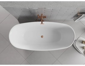 Mexen Luvo Slim, voľne stojaca vaňa 170 × 75 cm, biela-čierna, medený prepad, 52801707575-65