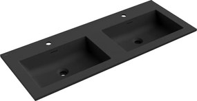 Mexen Otis, dvojité umývadlo zapustené do dosky 121 × 46,5 cm, čierna matná, 25181271D