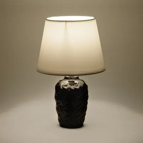 Stolná lampa s tienidlom čierno-biela 31,5 cm