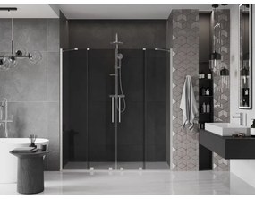 Mexen Velar Duo, posuvné sprchové dvere do otvoru 200 cm, 8mm šedé sklo, brúsená oceľ, 871-200-000-42-97