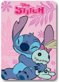 Mister License Company S.L. - Dievčenská fleecová deka Lilo a Stitch - Maznanie s bábikou - ružová / 100 x 140 cm