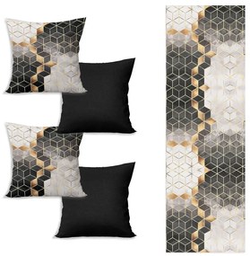 Set behúňa na stôl a 4 obliečky na vankúše Optic - Minimalist Cushion Covers