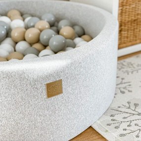 Sivý menčestrový bazénik s loptičkami ø 90x30 cm Montessori – Meowbaby