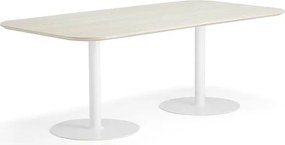 Stôl METRIC, zaoblené rohy, 2000x1000x720 mm, biela/jaseň