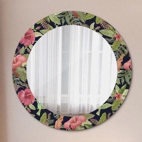 Okrúhle ozdobné zrkadlo Hibiscus kvety fi 60 cm