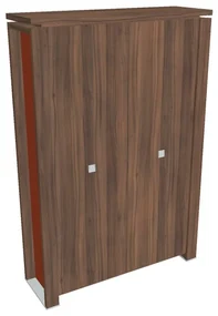 Vysoká šatníková skriňa Verno+ S 140 x 46 x 210 cm, orech / oranžová