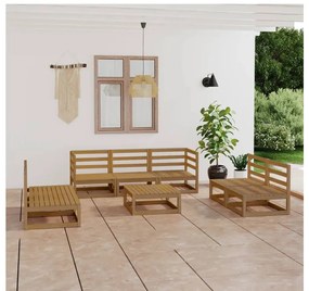 8-dielna záhradná sedacia súprava medovo-hnedá borovicový masív 3075427