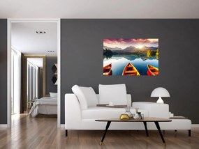 Obraz - Jazero s loďkami (90x60 cm)
