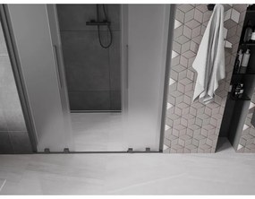 Mexen Velar Duo, posuvné sprchové dvere do otvoru 150 cm, 8mm sklo námraza, brúsený grafit, 871-150-000-32-95