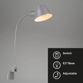 Briloner 2079-014 - Nástenná flexibilná lampa 1xE27/10W/230V strieborná