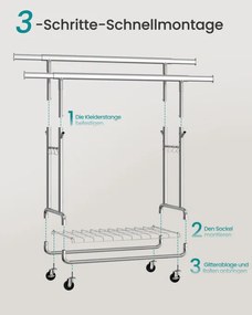 Vešiakový stojan na kolieskach HSR015E01