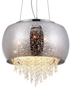 Závesné svietidlo Starlight, 1x kryštáliky/chrómové sklenené tienidlo, ch