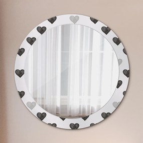 Okrúhle zrkadlo s potlačou Abstraktné srdcia fi 80 cm