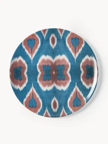 Ručne vyrobený porcelánový plytký tanier Ikat