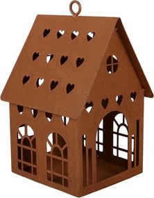 Hrdzavý svietnik v tvare domčeka Rustic Charm - 12*12*18 cm