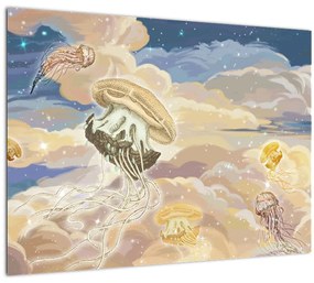 Sklenený obraz - Nebeské medúzy (70x50 cm)