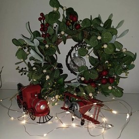 DECOLED Kovová lokomotíva, 15,2 x 4,5 x 8,2 cm, červená