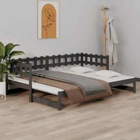 Rozkladacia denná posteľ sivá 2x(80x200) cm borovicový masív