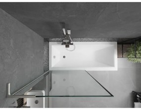 Mexen Next L, 1-krídlová vaňová zástena 90 x 150 cm, 6mm číre sklo-čierny vzor, 6mm číre sklo, profil brúsená oceľ, 895-090-000-03-70-97