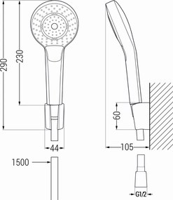 Mexen príslušenstvo - ručný sprchový set Oval R-05, 3-funkcie, čierna, 785055052-70