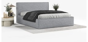 Sivá čalúnená dvojlôžková posteľ s úložným priestorom s roštom 200x200 cm Lounge L – Maison de Rêve