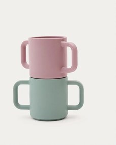 Svetloružové/tyrkysové silikónové detské hrnčeky v súprave 2 ks Lili – Kave Home