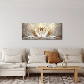 Obraz - Zlaté labute (120x50 cm)