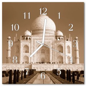Sklenené hodiny štvorcové Taj mahal 30x30 cm