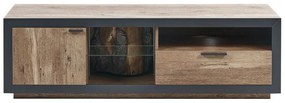 TV stolík LED svetlé drevo a čierna MARANA Beliani