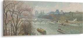 Obraz - Camille Pissarro, The Louvre, Afternoon, Rainy Weather, reprodukcia (120x50 cm)