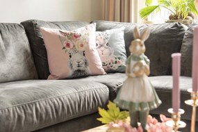 Zelená obliečka na vankúš so zajačikom - 45*45 cm