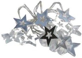 DECOLED Svetelná reťaz LED na batérie, 10 teplých bielych LED diód, 1,5 m, akrylové hviezdy