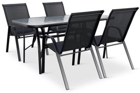 Záhradný jedálenský set Porto 150 cm + 4x kovová stolička Ramada