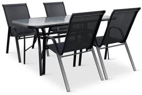 Záhradný jedálenský set Porto 150 cm + 4x kovová stolička Ramada