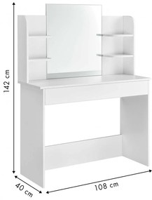 Toaletný stolík so zrkadlom Poly biely