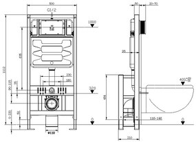 Mexen Fenix, samostatne stojaci podomietkový modul pre závesné WC h112 w50 cm, 60101