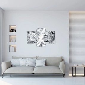 Obraz - Kreslené levie hlavy (90x60 cm)