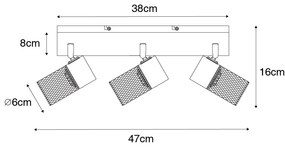 Priemyselné stropné bodové svetlo čierne 3-svetlo nastaviteľné - Jim