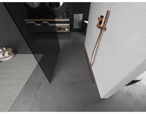 Mexen Kioto, sprchová zástena Walk-In 120 x 200 cm, 8mm šedé sklo, medený matný profil, 800-120-002-65-40
